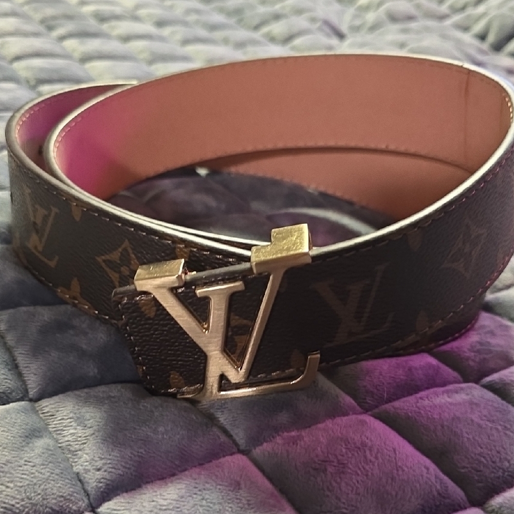 Brown Belt with Gold LV Buckle